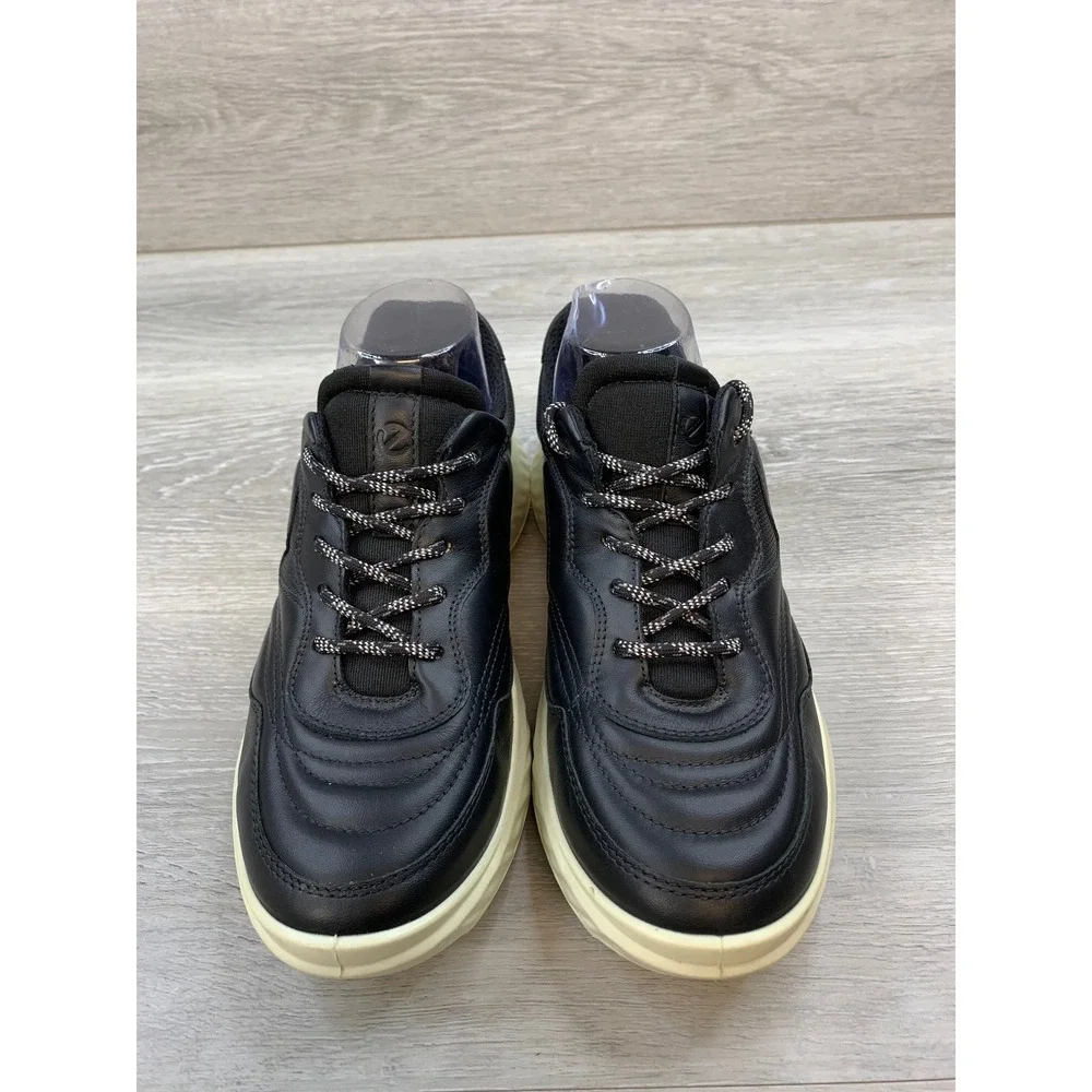 ECCO Women's Black Leather‎ Low Top Sneakers Comfort Shoes 38 EU 7-7.5 US
